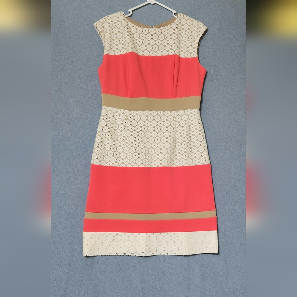 Studio One sheath sleeveless colorblock midi dress. Size 8